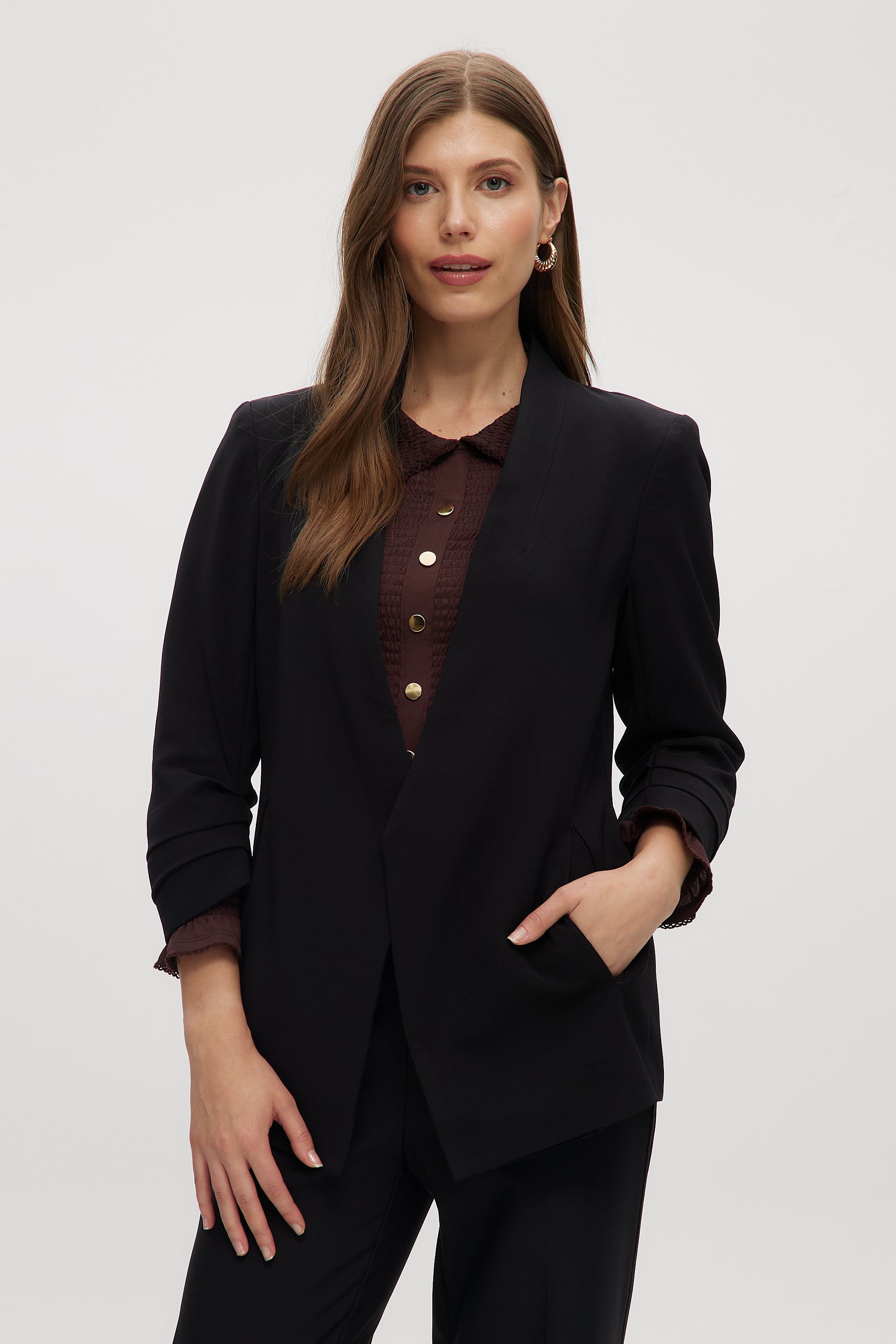 Black Bunchy sleeve blazer