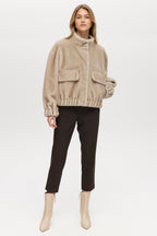 GREY BOXY VEGAN FUR JACKET