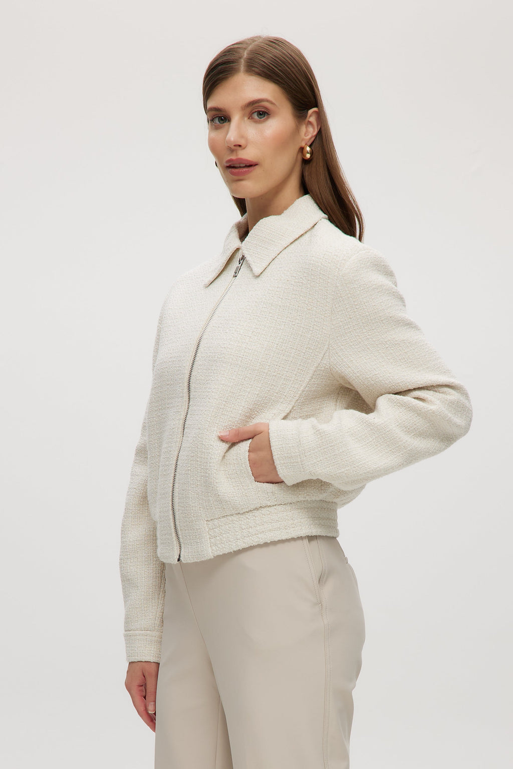 OFF-WHITE BOXY FIT BOUCLÉ JACKET