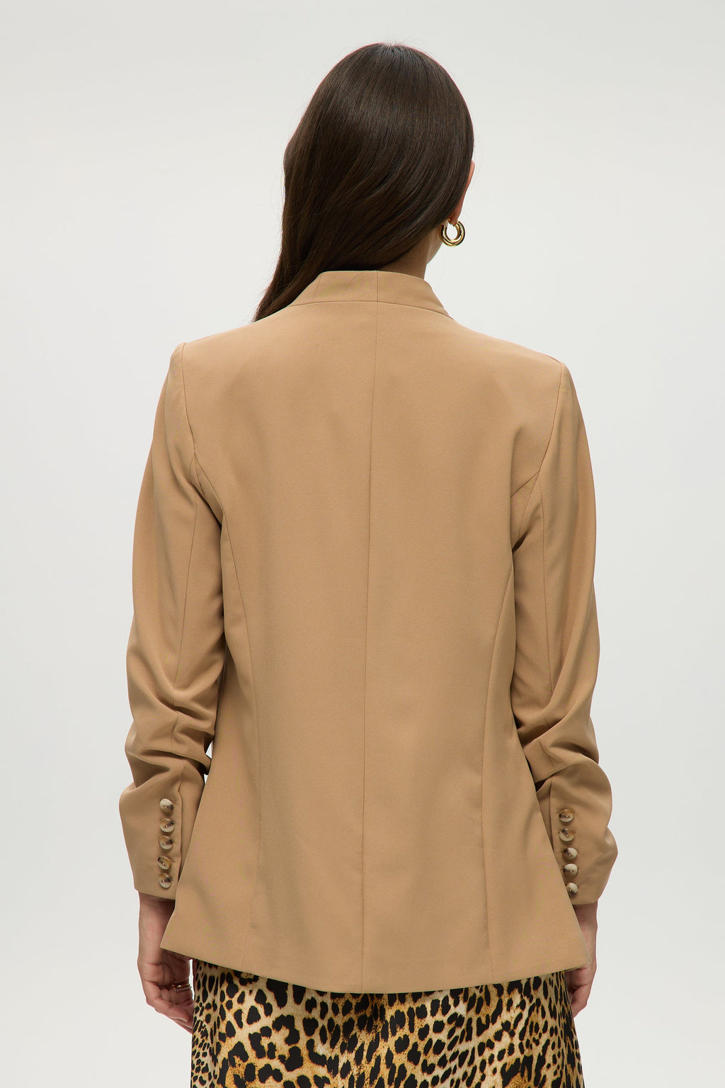 SAND BUNCHY SLEEVES BLAZER JACKET