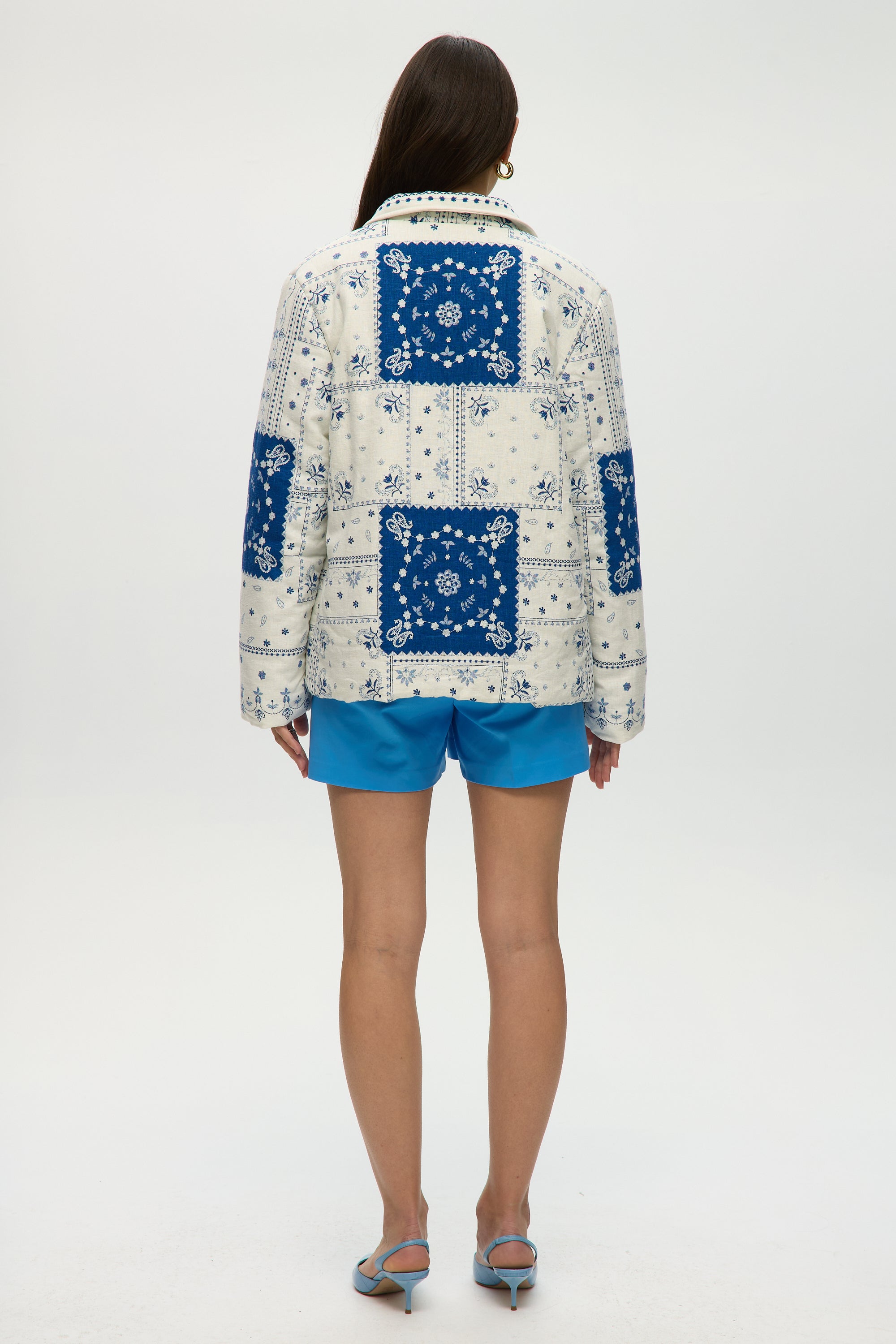 PADDED BANDANA-PRINT LINEN JACKET