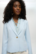LIGHT BLUE BUTTONED FITTED BLAZER