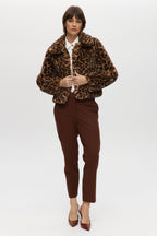 Brown Vegan Fur Leopard Jacket