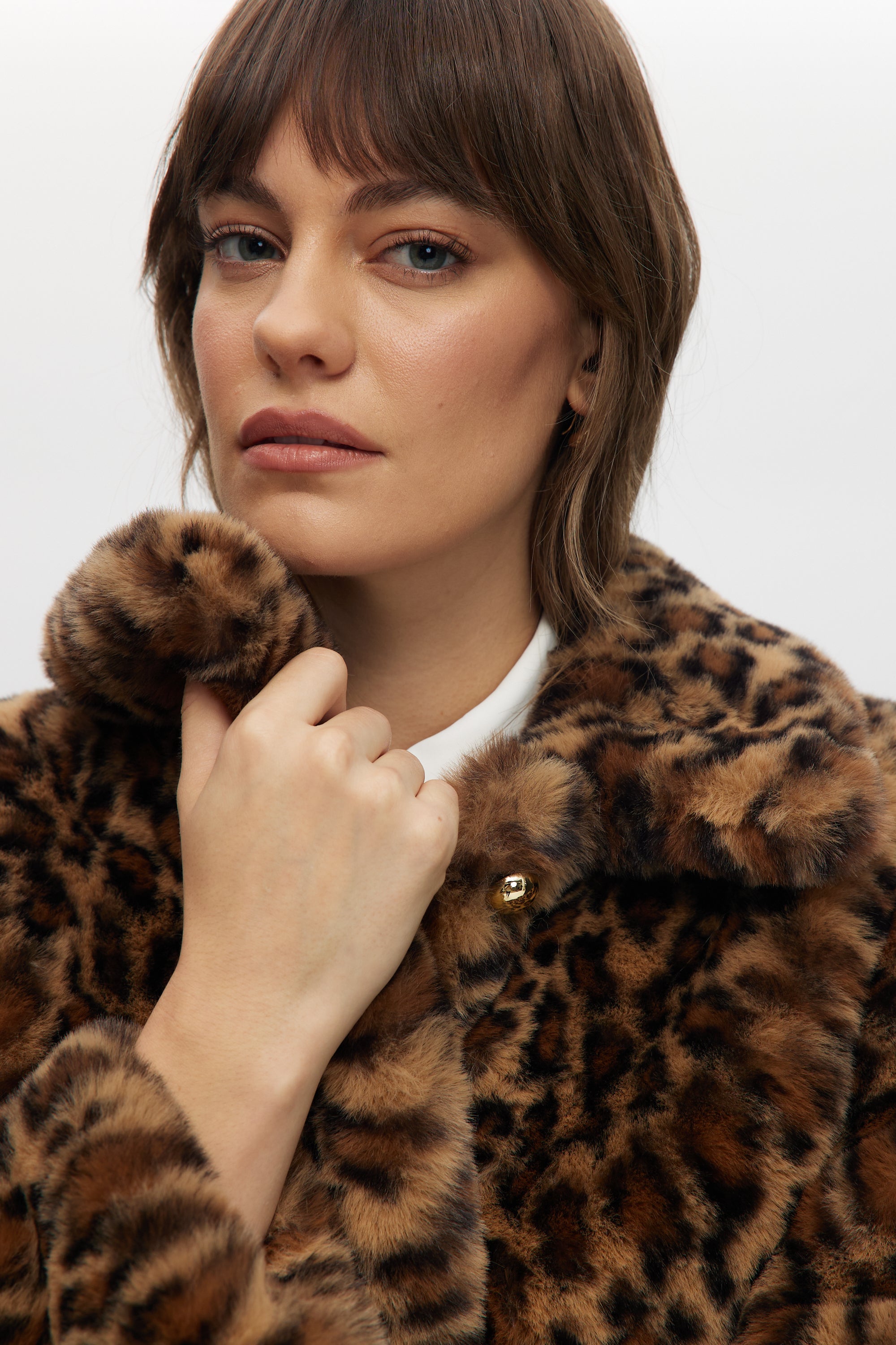 Brown Vegan Fur Leopard Jacket