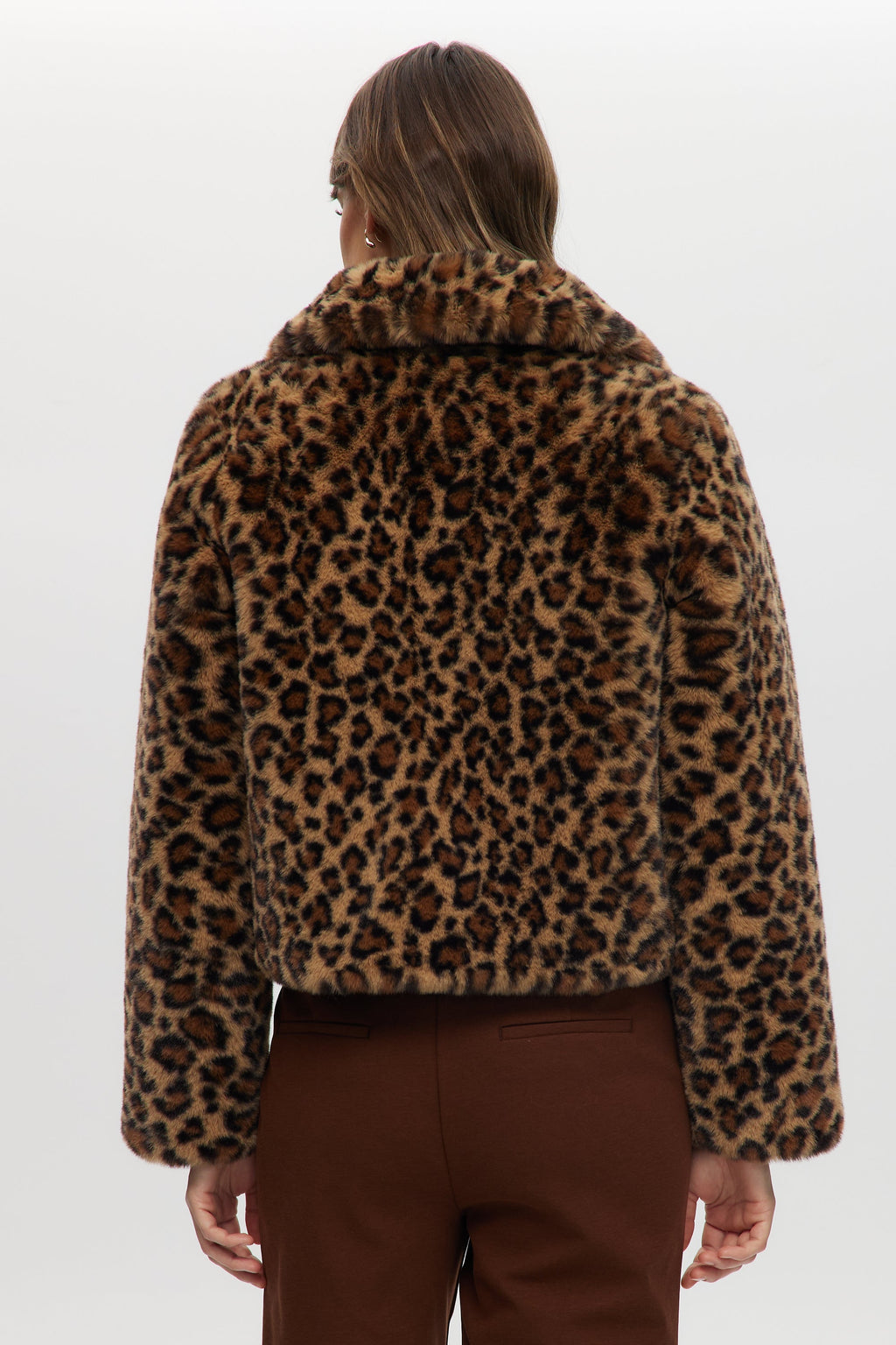 Brown Vegan Fur Leopard Jacket