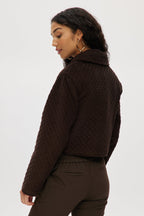 Brown Cropped Quilted Corduroy Jacket