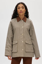 Brown Houndstooth Field Jacket