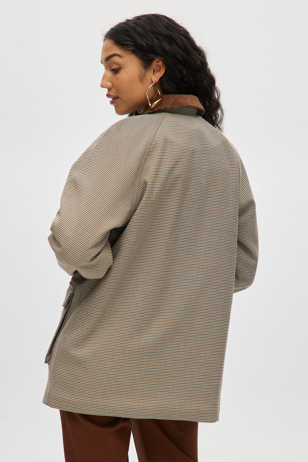 Brown Houndstooth Field Jacket