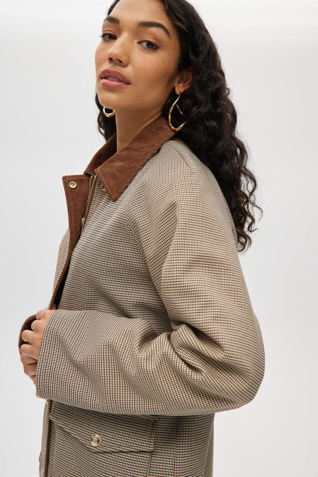 Brown Houndstooth Field Jacket