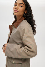 Brown Houndstooth Field Jacket