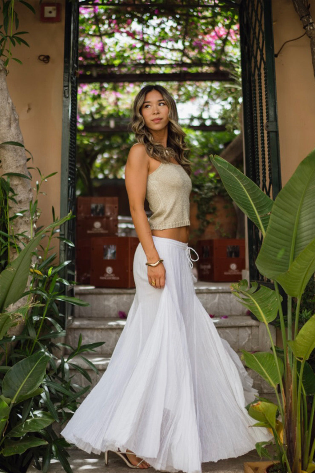 Violetta White Gauze Maxi Skirt