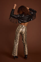 Viper Room Cream Snake Print Vegan Leather Pants