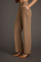 Virginia Taupe Seamed Slim Leg Trousers