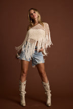 Rianne Ivory Sequin Crochet Shawl