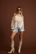 Rianne Ivory Sequin Crochet Shawl