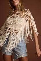 Rianne Ivory Sequin Crochet Shawl