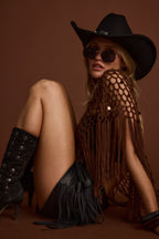 Rianne Mocha Sequin Crochet Shawl