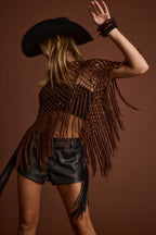 Rianne Mocha Sequin Crochet Shawl