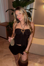 Vida Black Brooch Top