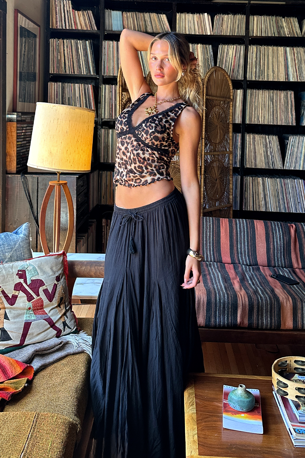 Violetta Black Gauze Maxi Skirt