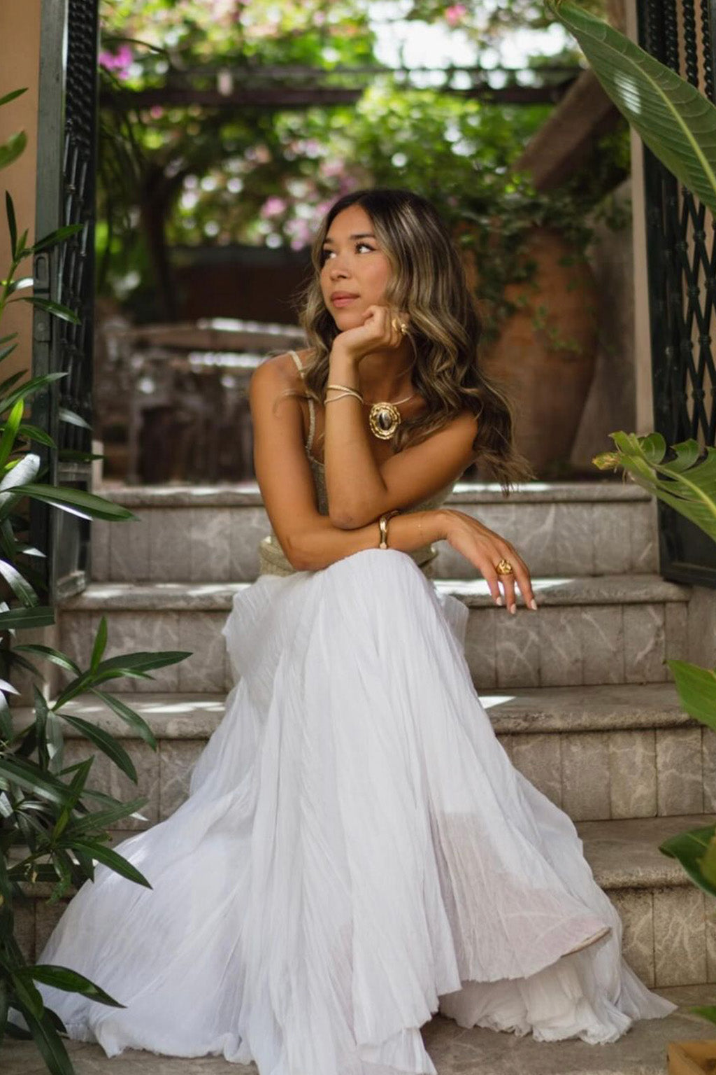 Violetta White Gauze Maxi Skirt