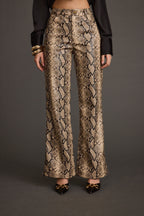 Viper Room Cream Snake Print Vegan Leather Pants