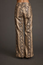 Viper Room Cream Snake Print Vegan Leather Pants