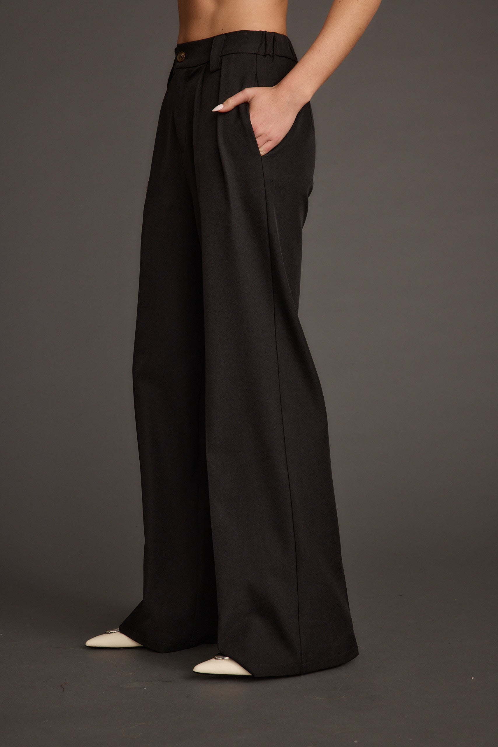 Weiss Black Wide Leg Trousers