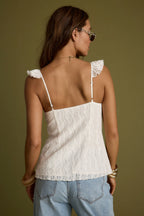 Gia White Lace Ruffle Top
