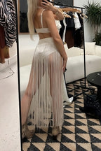 Wisteria Embroidered Ivory Fringe Bodysuit