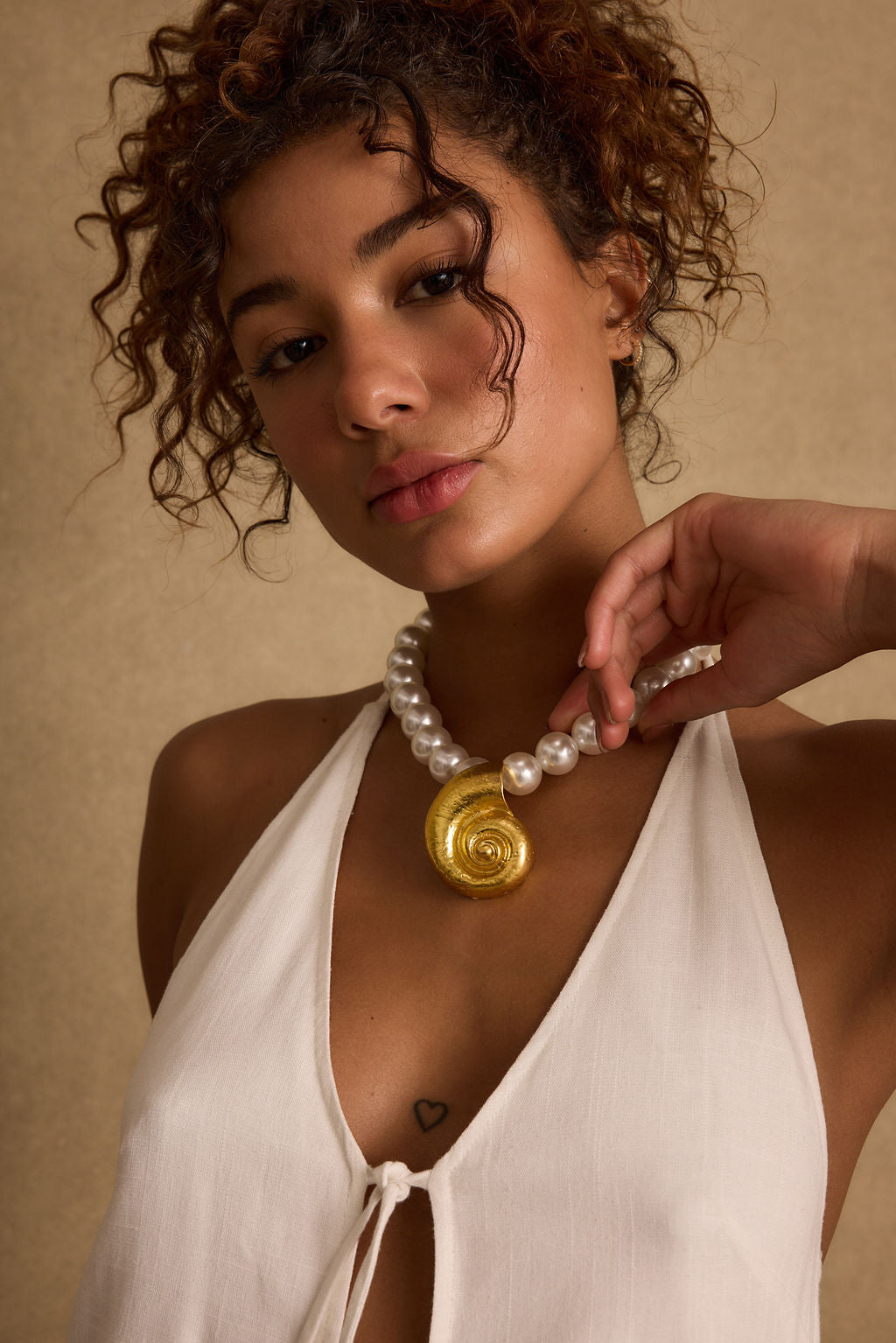 Zabelle Pearl and Gold Statement Necklace
