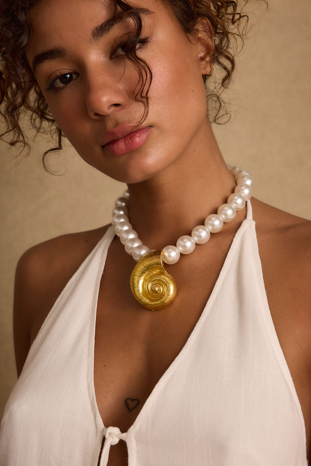 Zabelle Pearl and Gold Statement Necklace