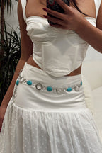 Zinnia Turquoise Silver Chain Belt