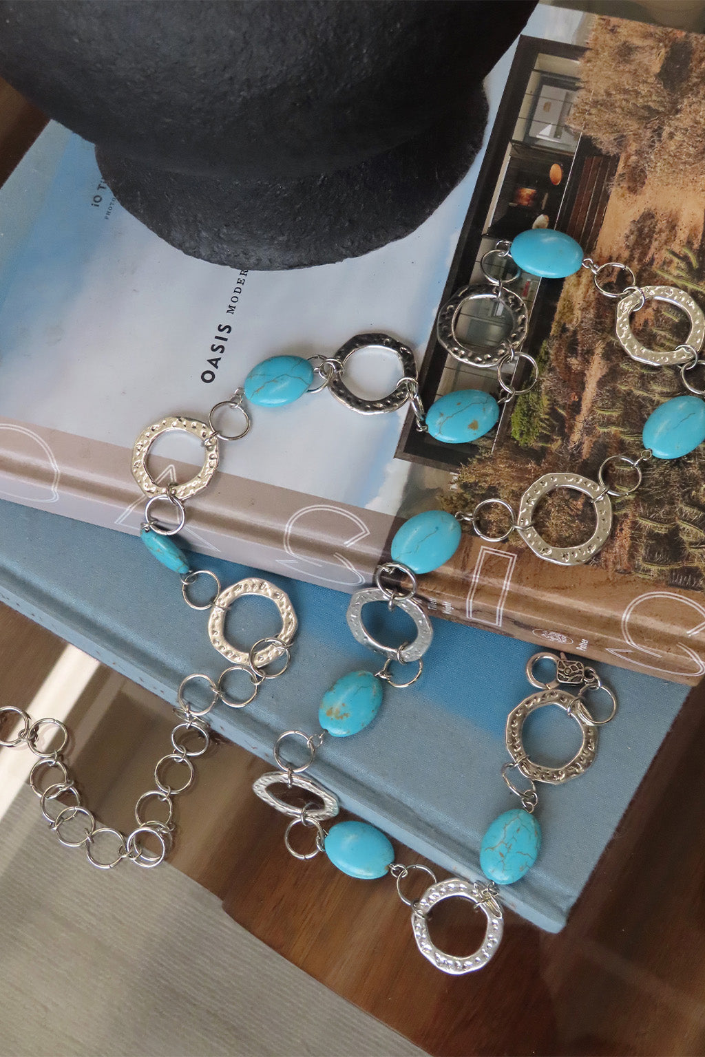 Zinnia Turquoise Silver Chain Belt