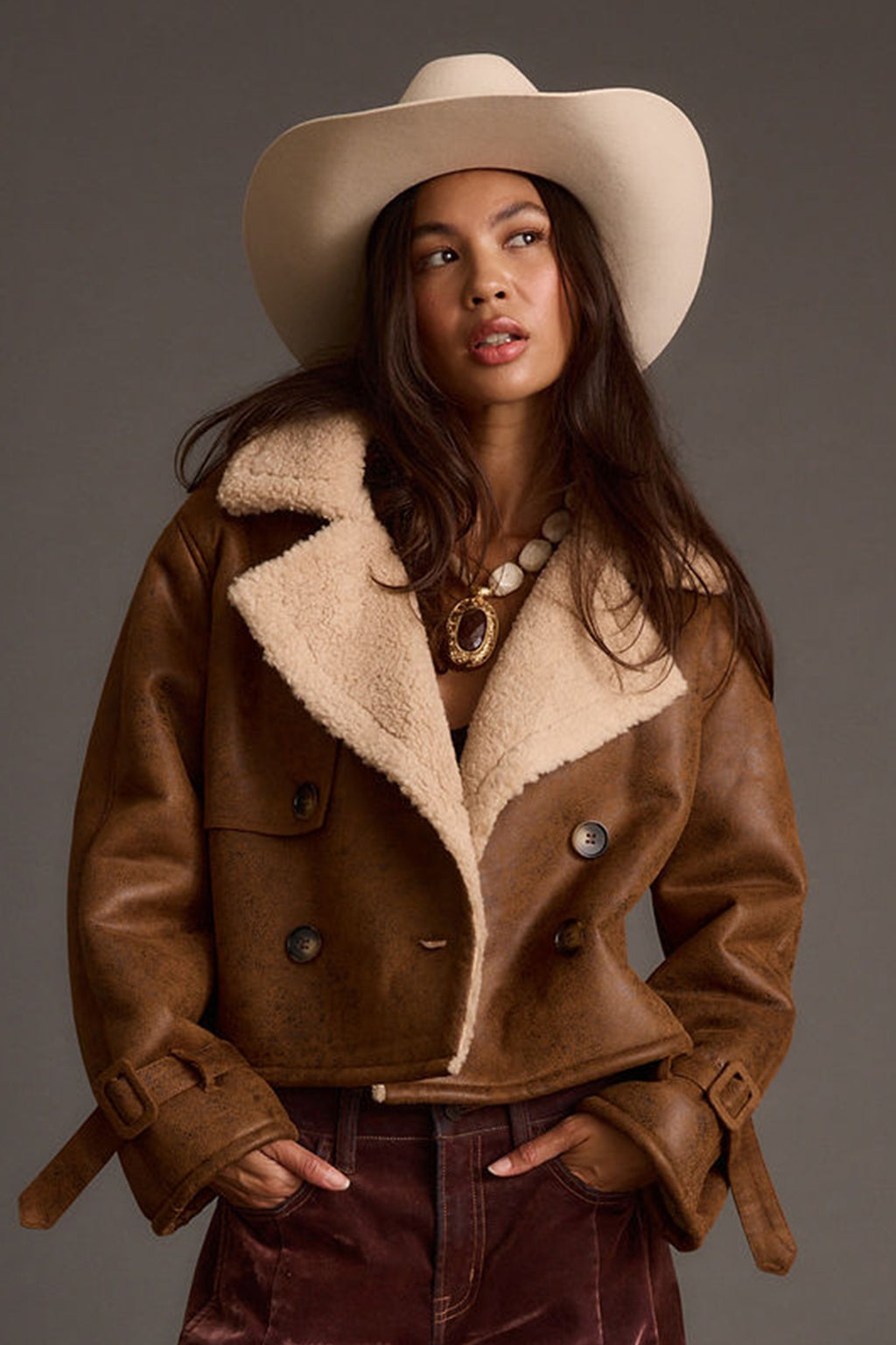 Avery Vintage Wash Sherling Coat