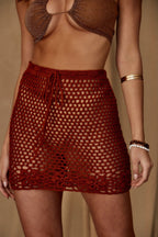 Carried Away Rust Crochet Skirt