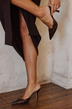 Delaney Espresso Western Croc Heel