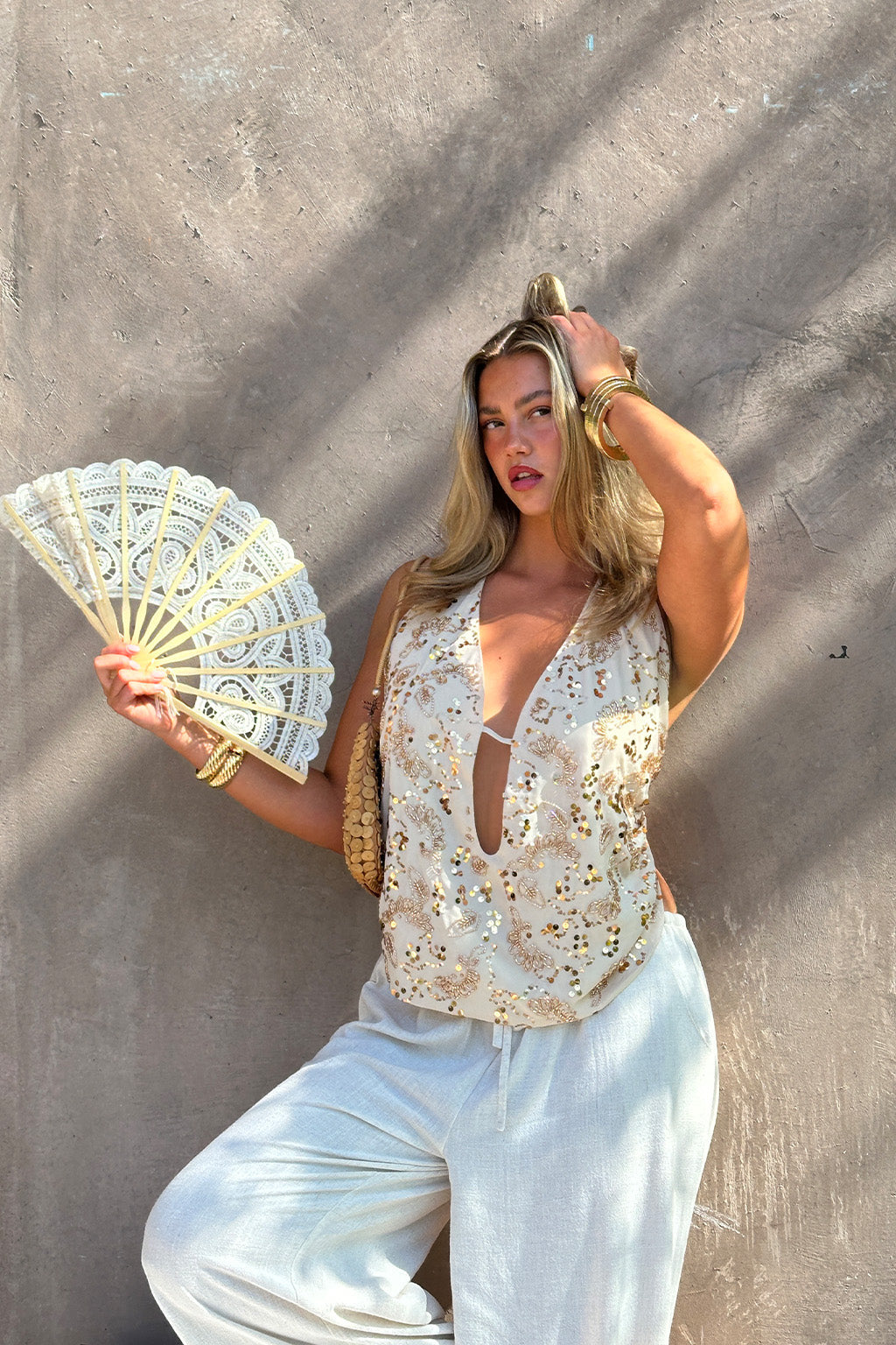 Sunset Ivory Halter Top