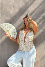 Sunset Ivory Halter Top