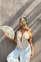 Sunset Ivory Halter Top