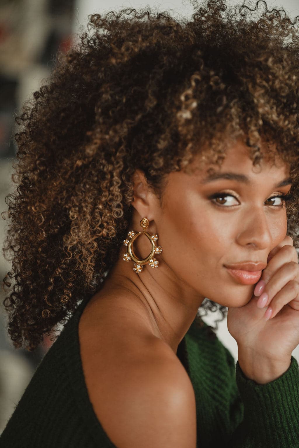 Rae Gold Rhinestone Statement Earrings