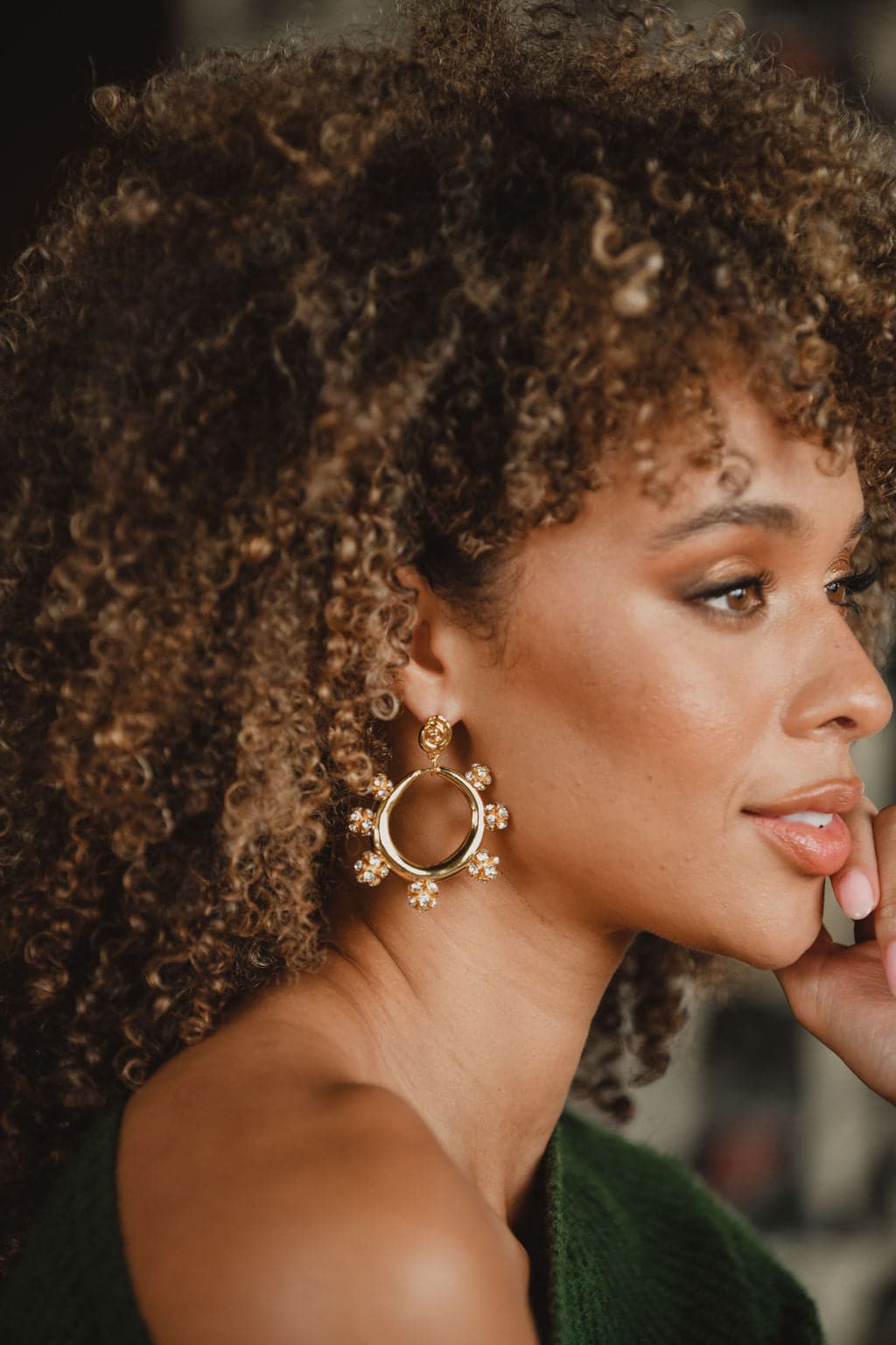 Rae Gold Rhinestone Statement Earrings