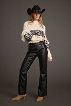 Ryland Black Vegan Leather Flare Pants