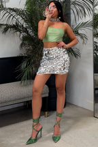 Toulouse Metallic Sage Crop Top