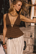 Trisha Mocha Stone Embellished Top
